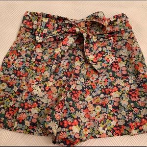 NWT J. Crew High Waisted Floral Shorts with Bow